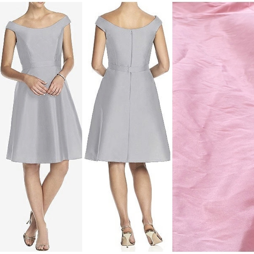 NWT Alfred Sung Off The Shoulder Cocktail Bridesmaid Dress D686 Twirl Pink Sz 12